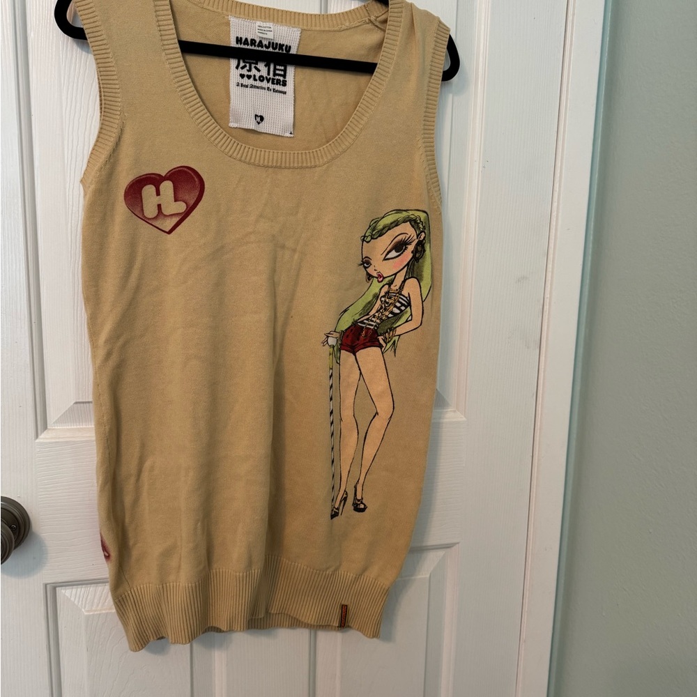 Harajuku Lovers Beige Tank with Heart and Character